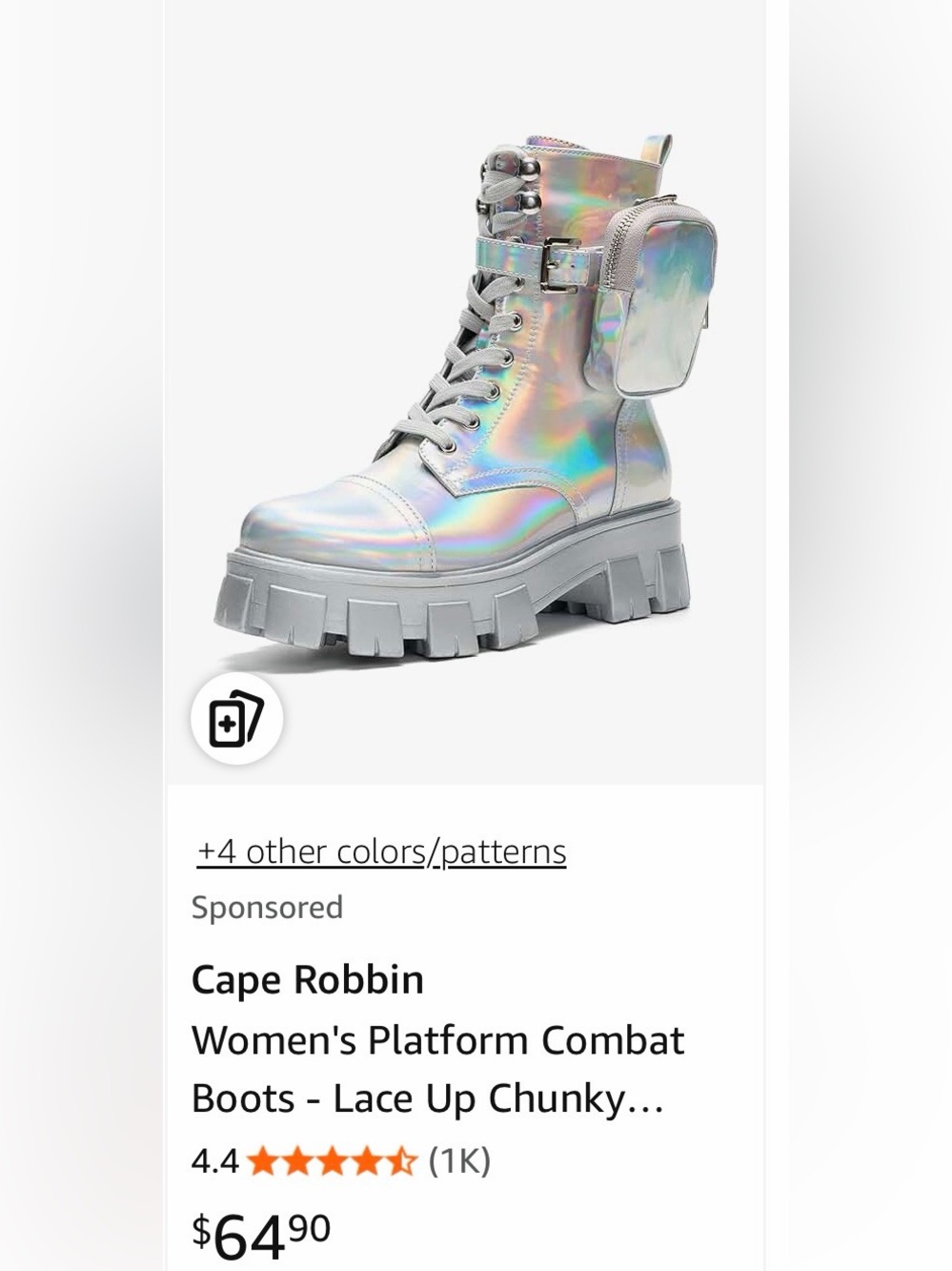 Cape Robbin Platform Boots SZ 9 NIB Lug Sole Boots for Women Holographic - Picture 7 of 7